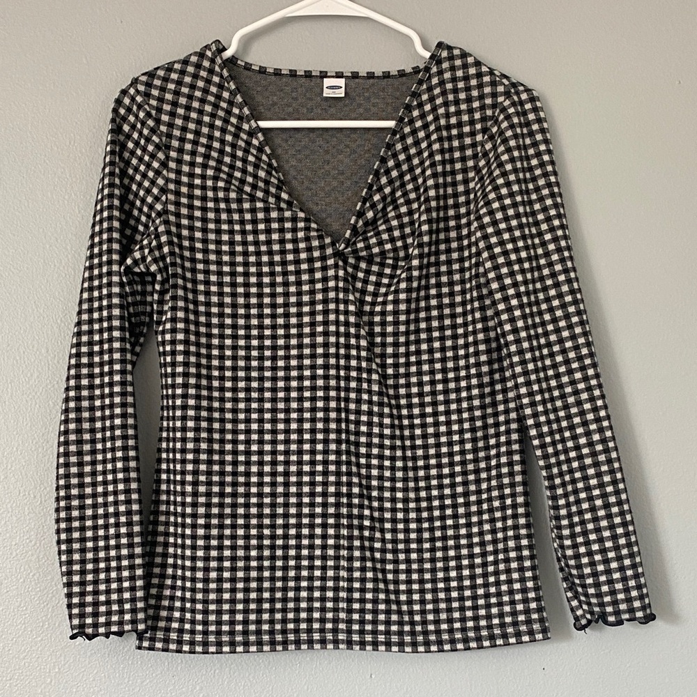 Black and White Checkered Women's Top